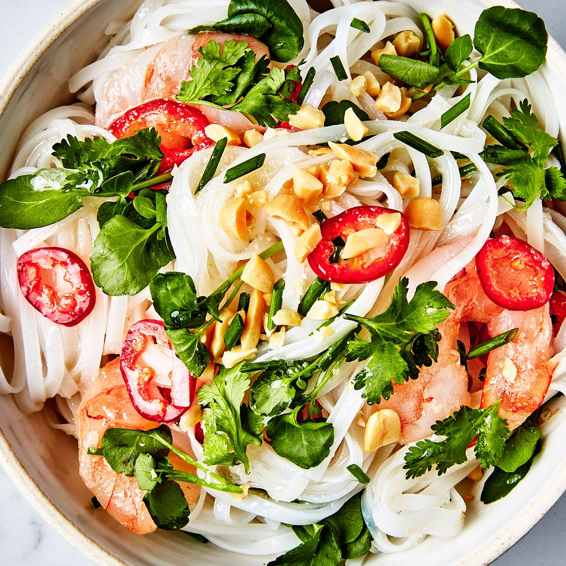 Rice Noodles With Shrimp and Coconut-Lime Dressing