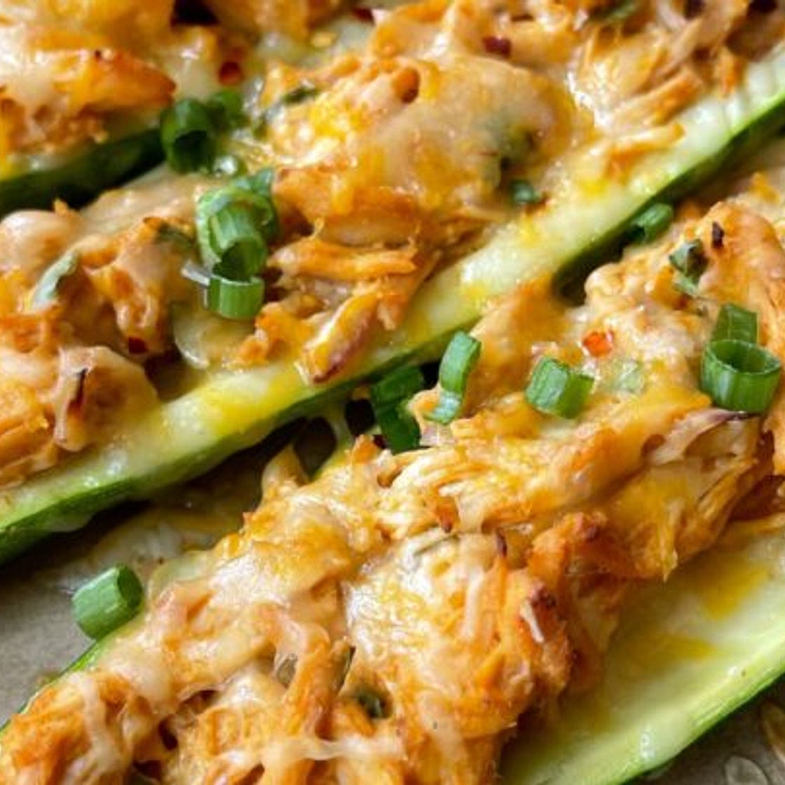 Buffalo Chicken Zucchini Boats
