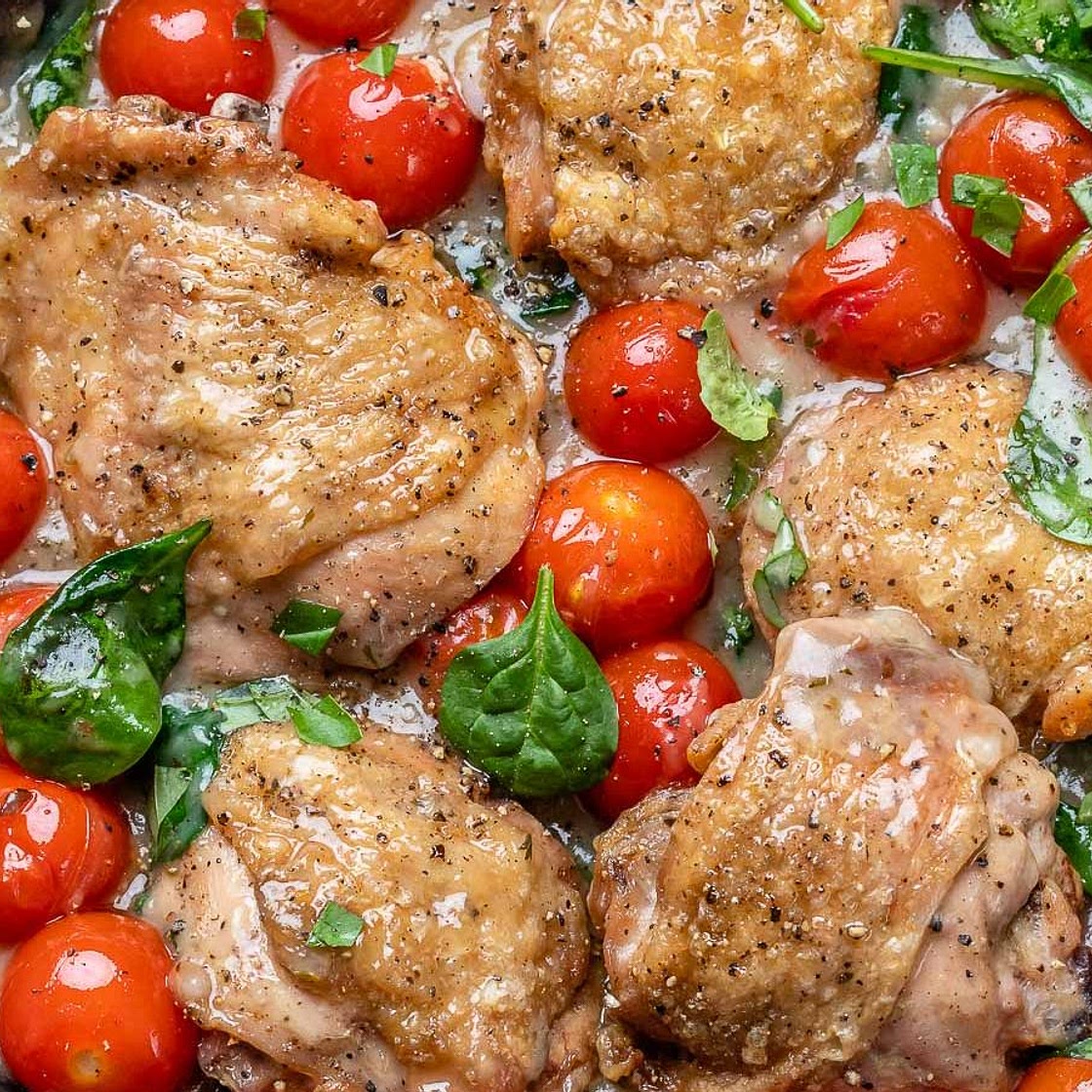 Tuscan Chicken with Cherry Tomatoes & Spinach (Dairy free)