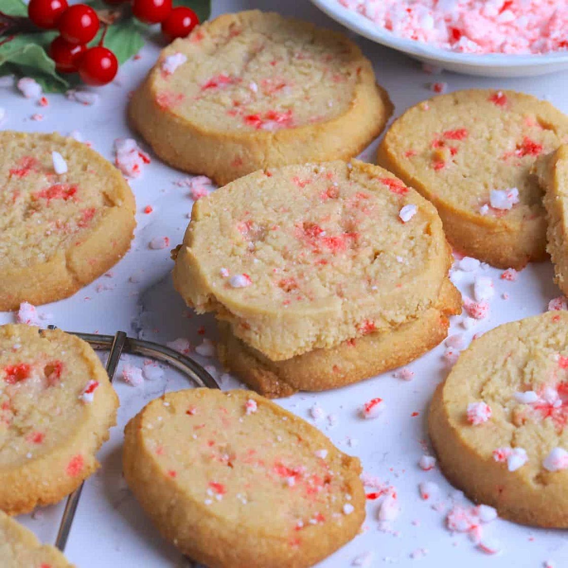 Sugar Free Peppermint Shortbread Cookies