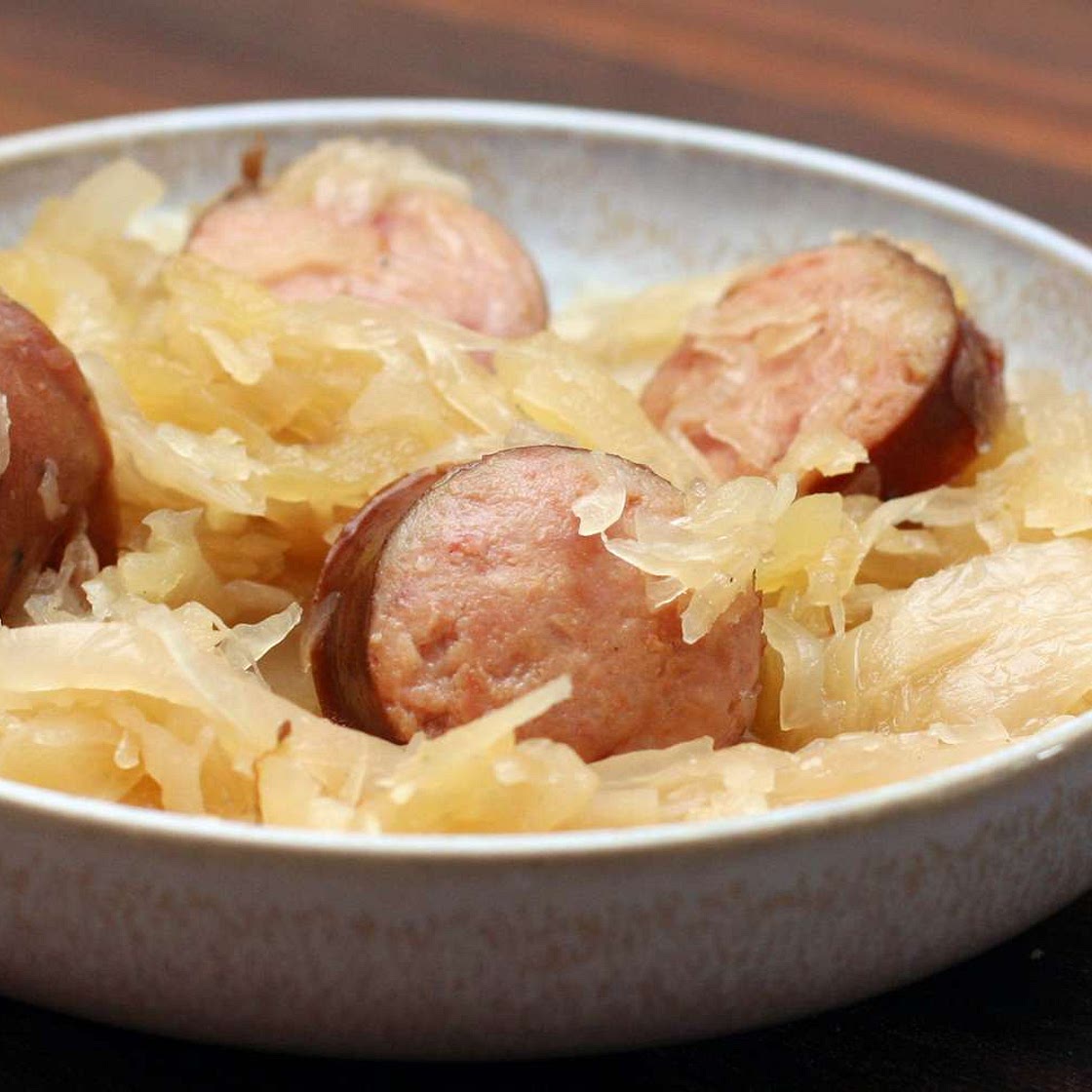 Easy Sausage Bake With Sauerkraut and Apples