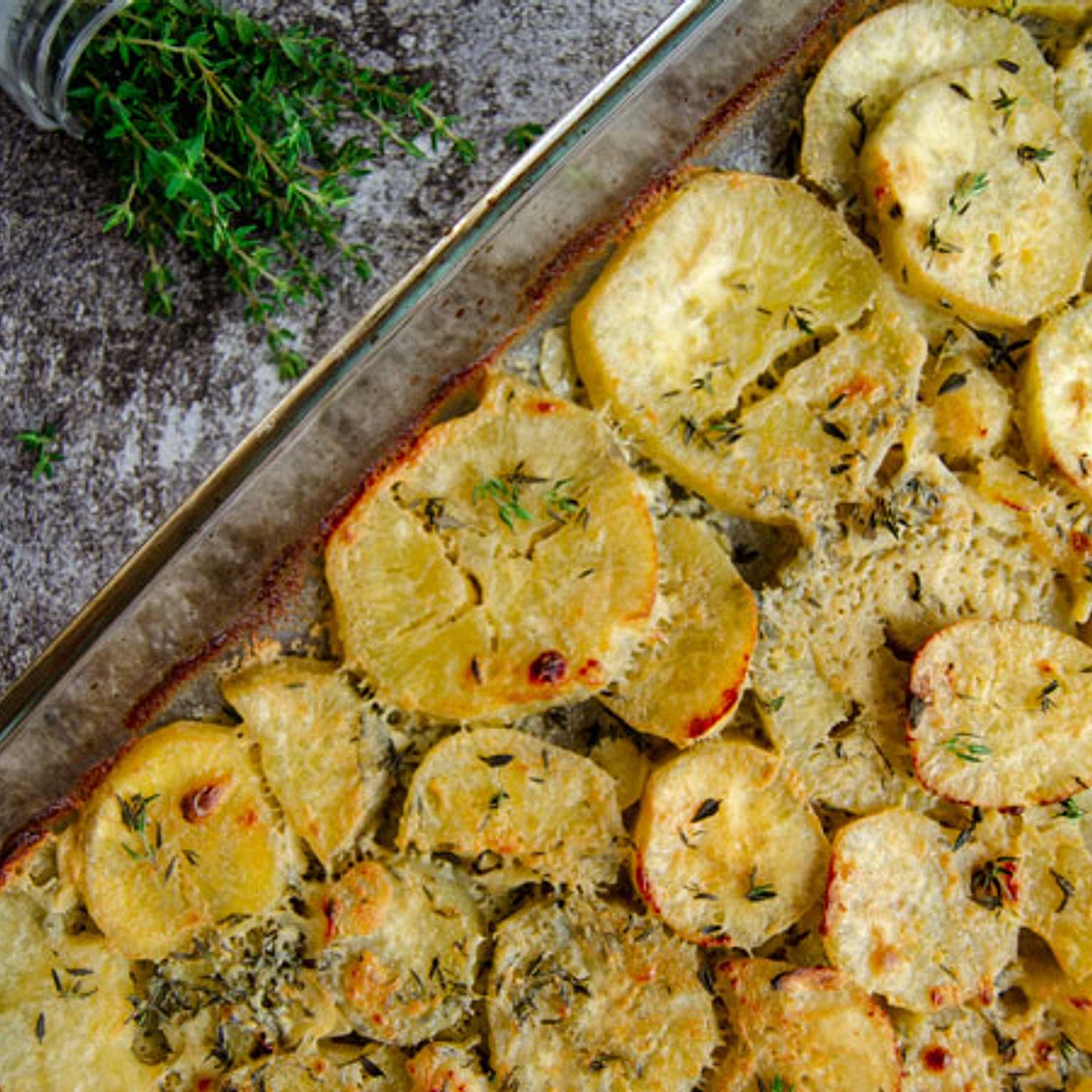 One-Dish Sweet Potato-Chicken Gratin Casserole