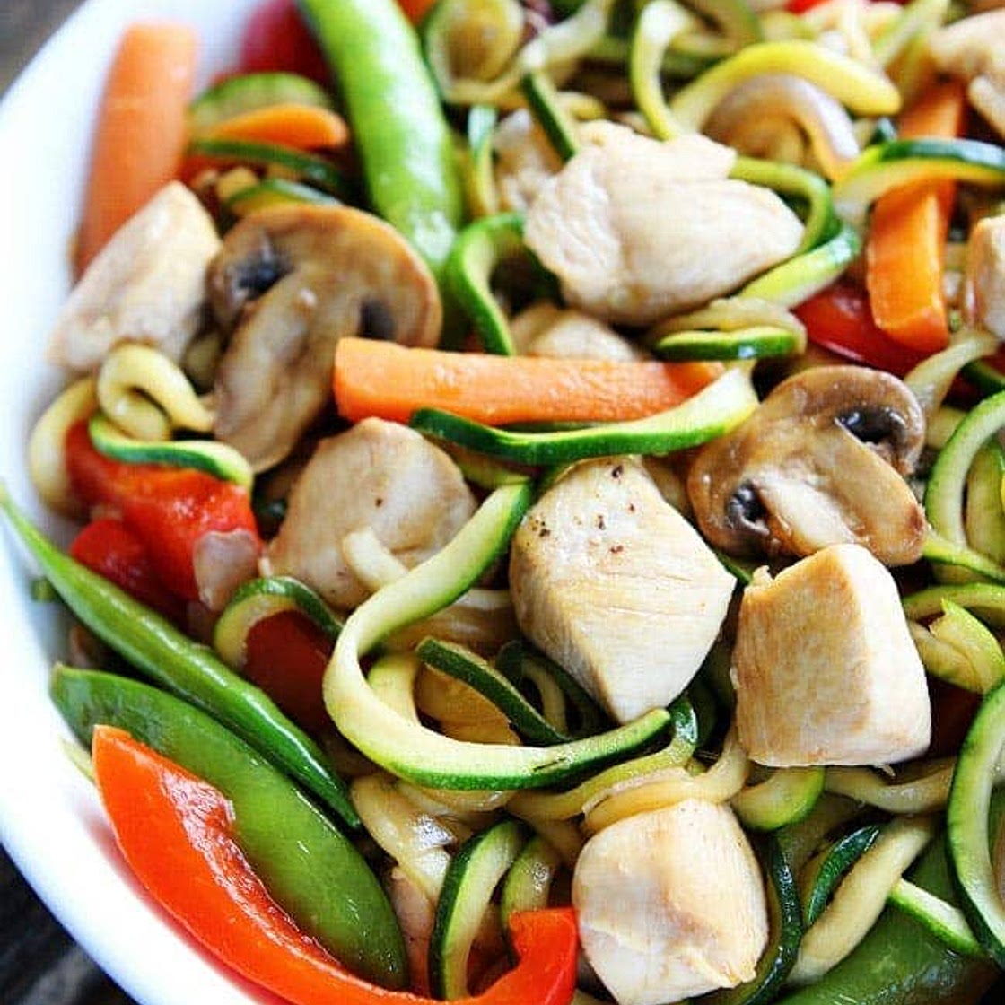Easy Chicken Zucchini Noodle Stir Fry