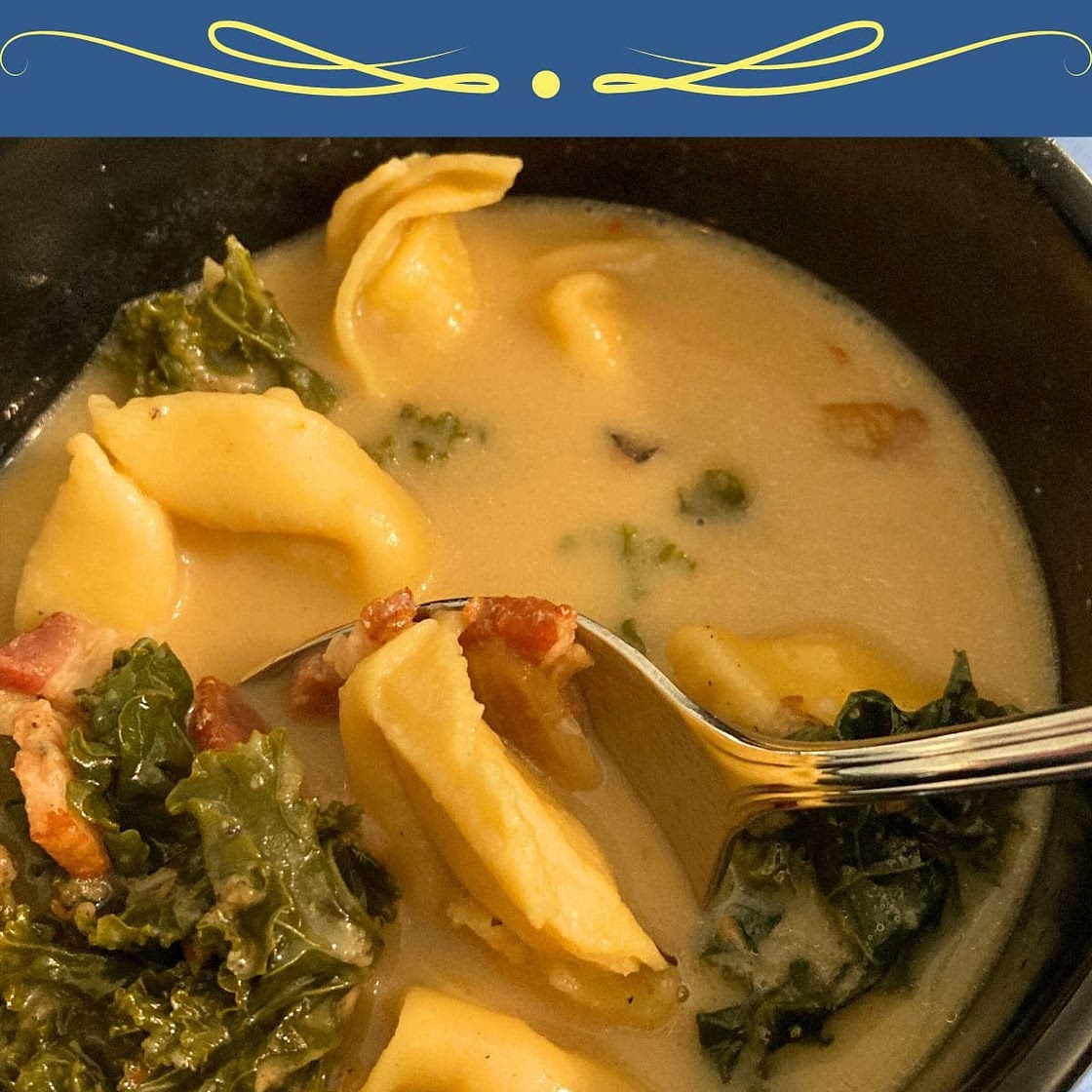 Creamy Bacon and Kale Parmesan Tortellini Soup