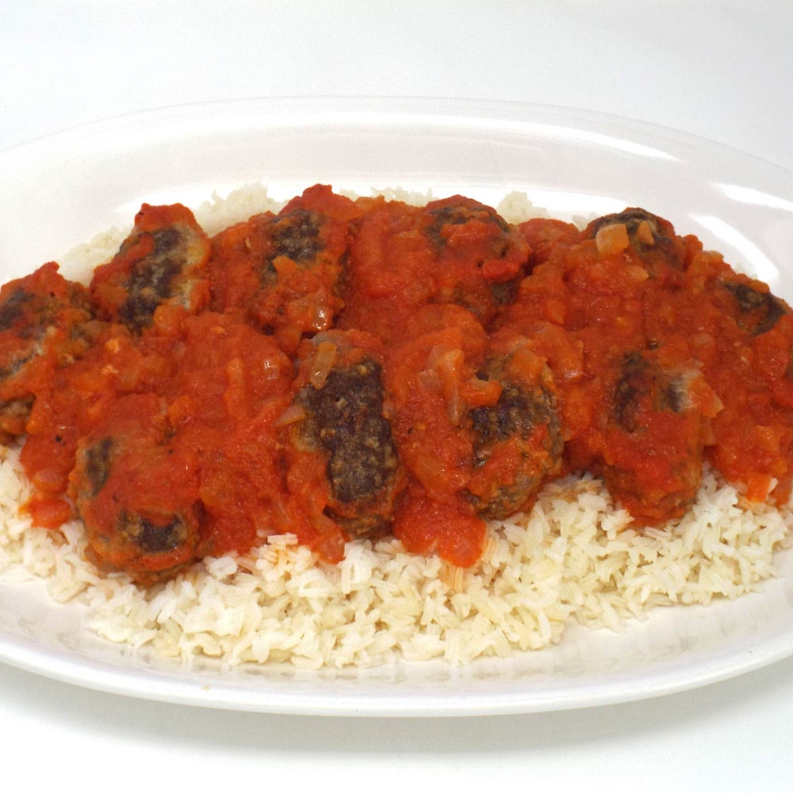 Baked Soutzoukakia with Jasmine Rice