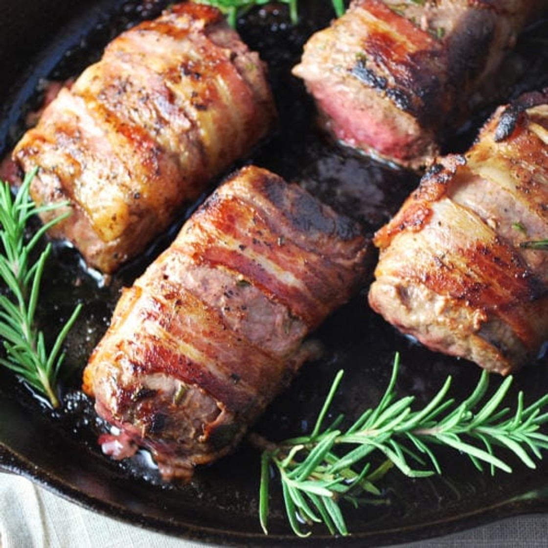 Bacon-Wrapped Venison Backstrap with Raspberry Sauce