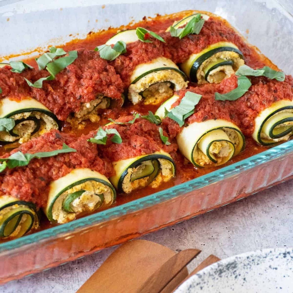 Zucchini Lasagna Rolls (dairy free)