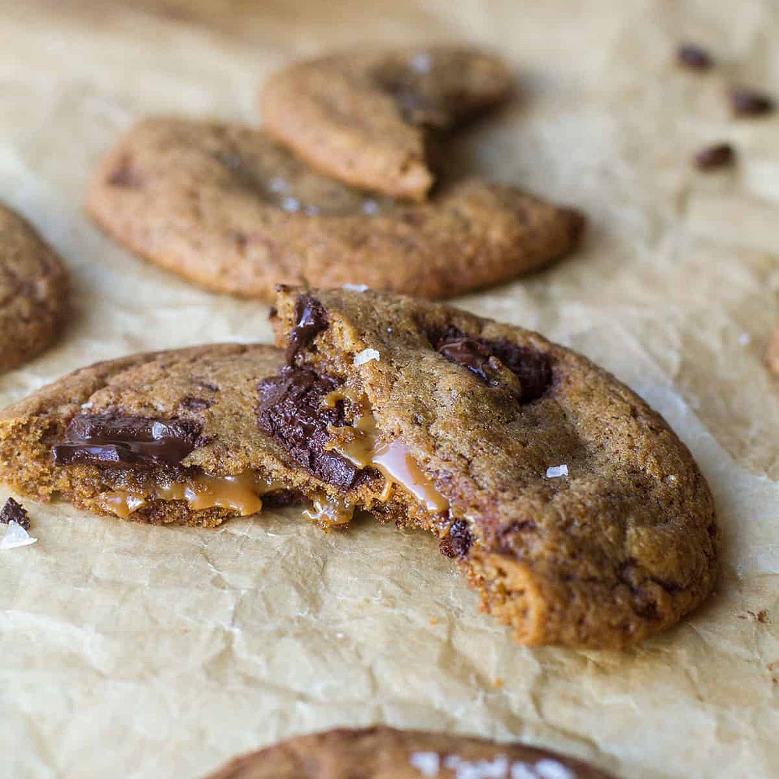 Salted Caramel-Filled Coffee Cookies