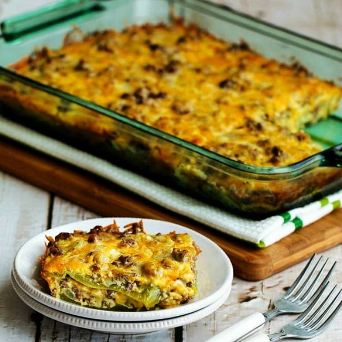 Beefy Cheesy Green Chile Bake
