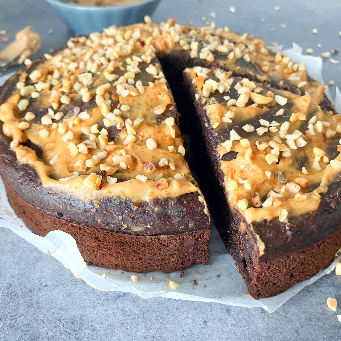 Peanut Butter Spelt Brownie Made with Cottage Cheese