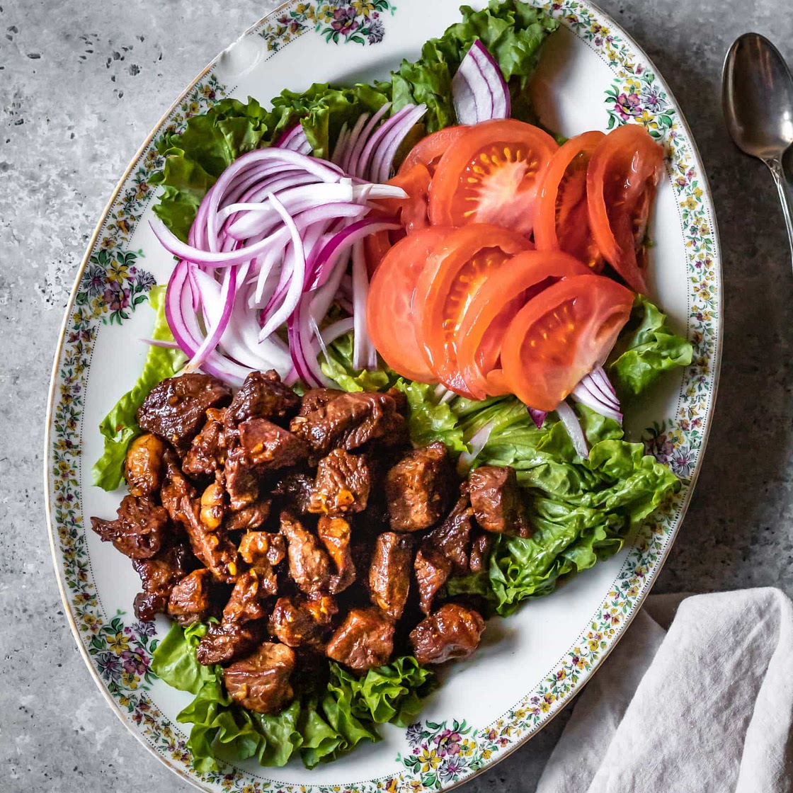 Traditional Vietnamese Shaking Beef (Bo Luc Lac)