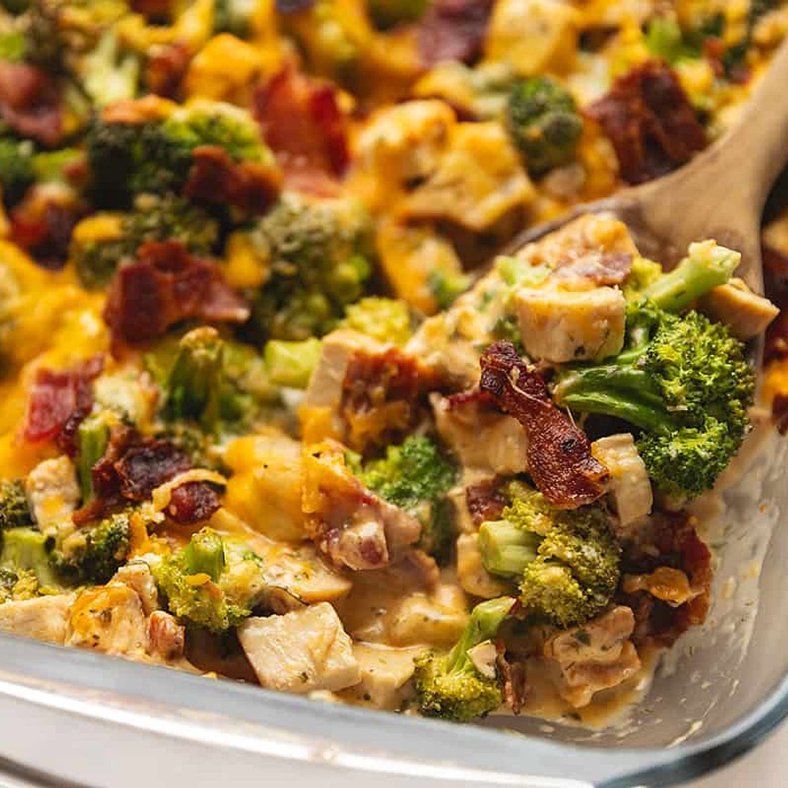 Keto Chicken Bacon Ranch Casserole - Easy and Cheesy