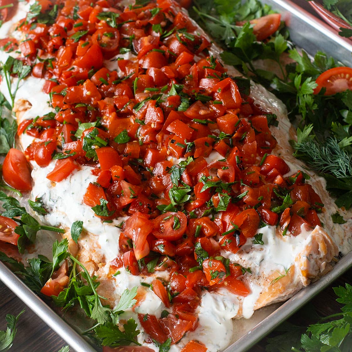 Christmas Salmon With Mediterranean Flavors Recipe