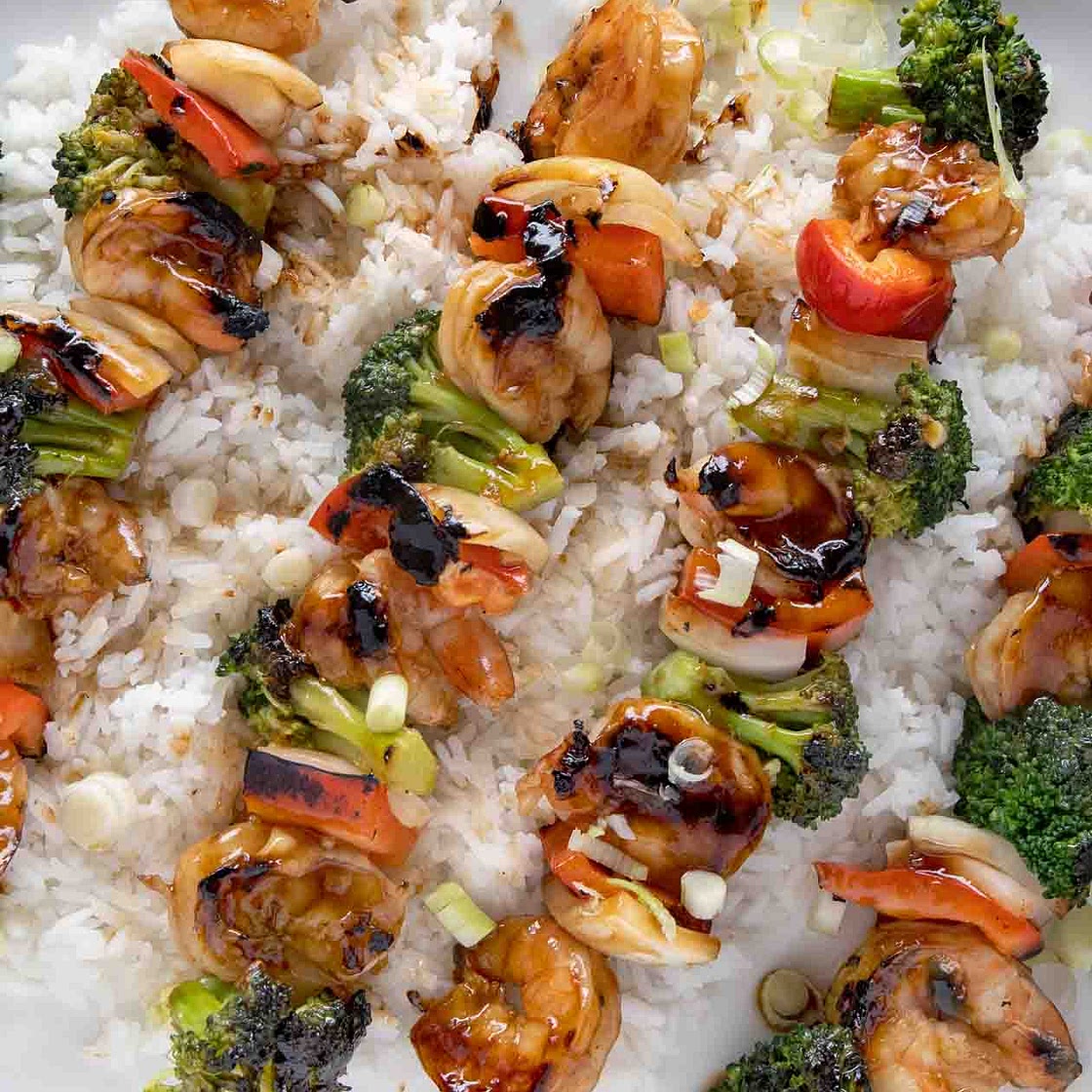 Grilled Asian Style Shrimp and Broccoli