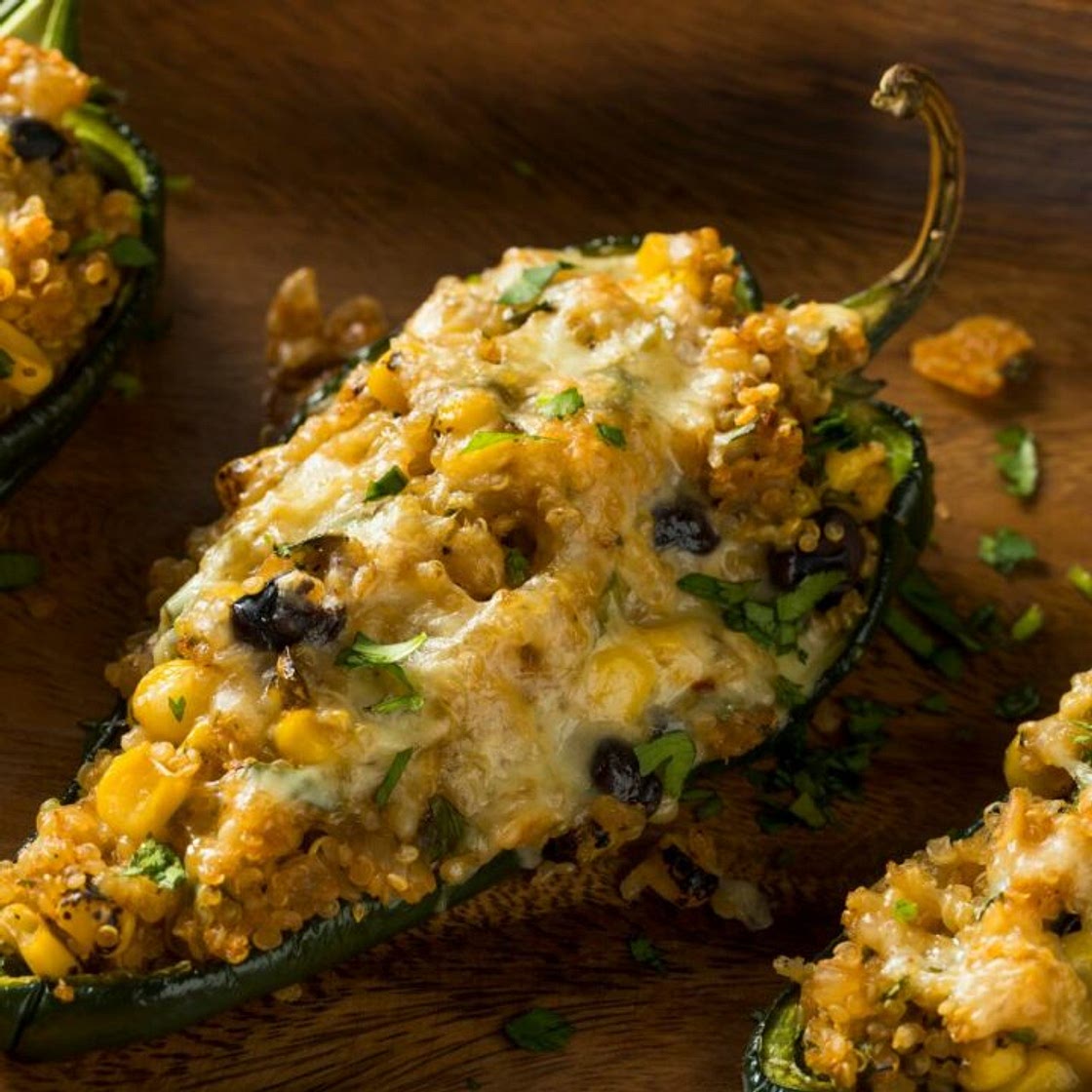 Vegetarian Stuffed Roasted Poblano Peppers
