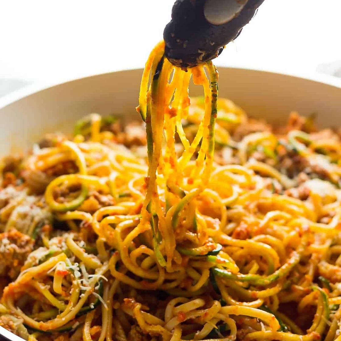 Ground Turkey Pasta in Romesco Sauce