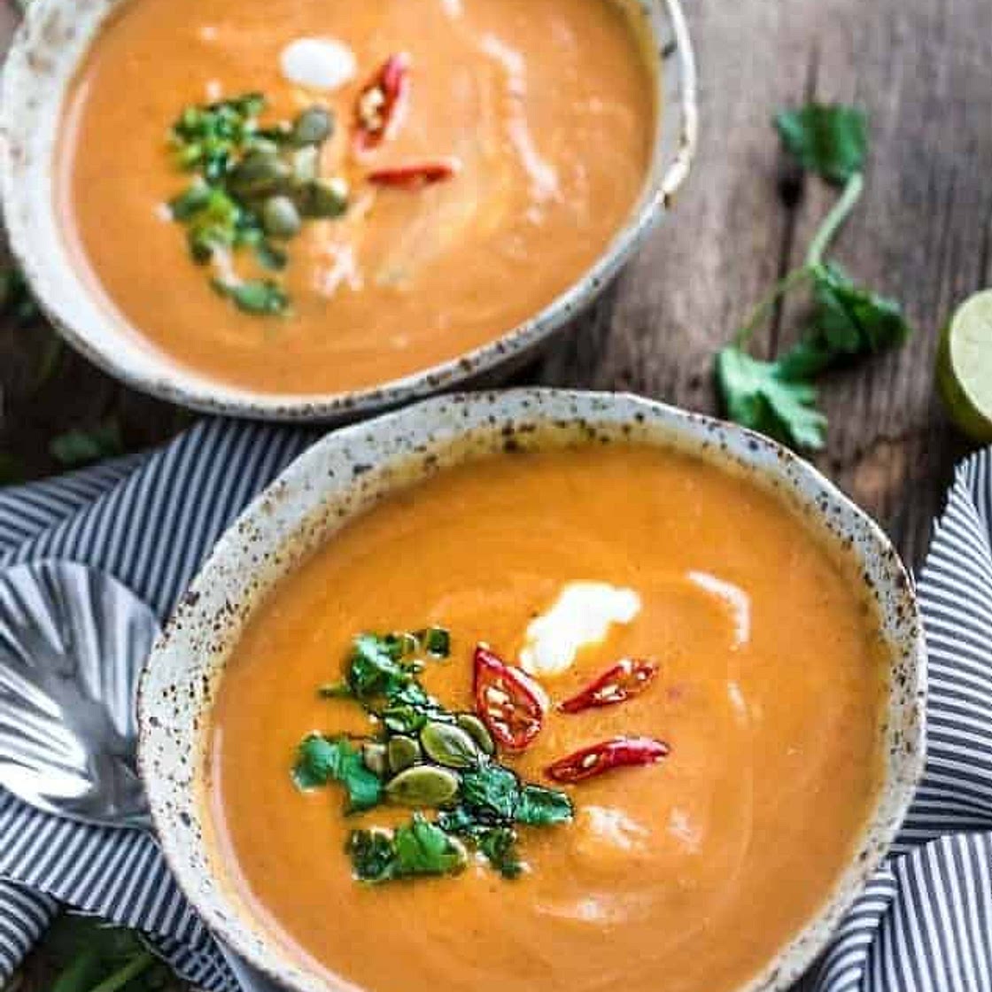 Slow Cooker Butternut Squash and Sweet Potato Soup