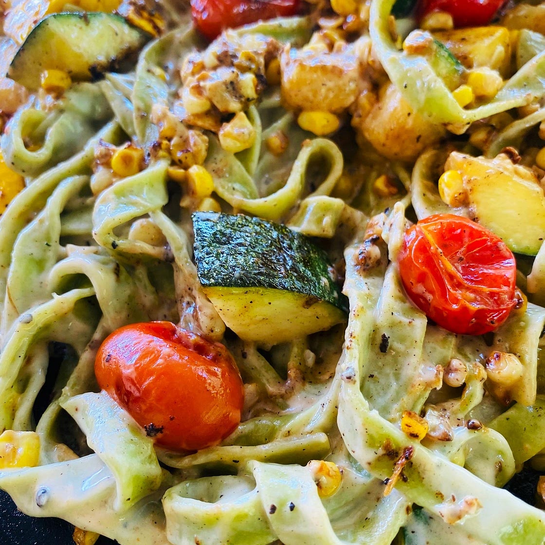 Blackstone Garden Veggie Pasta Alfredo