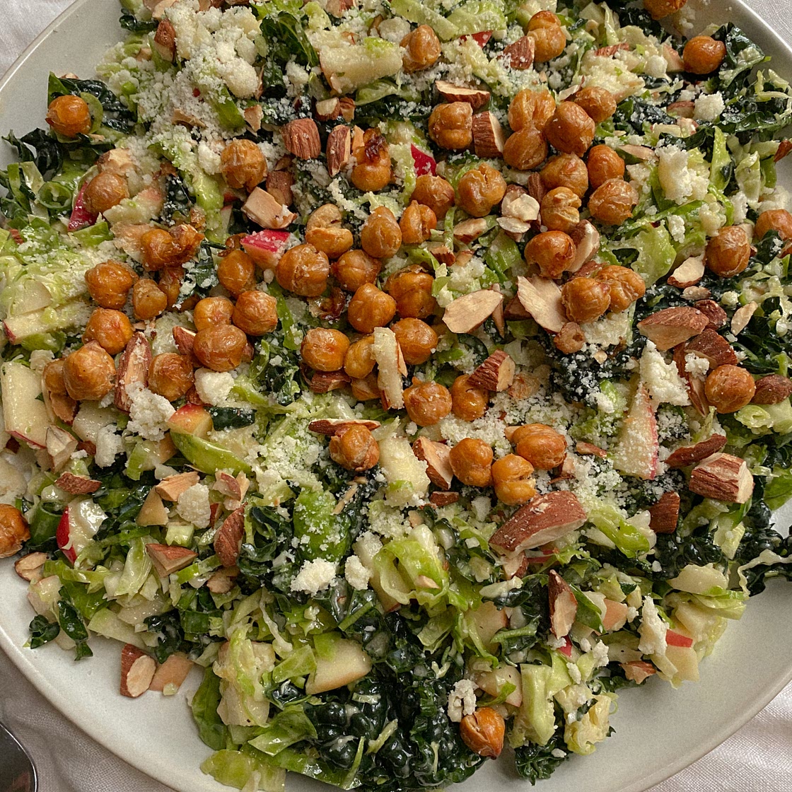 Fall Brussels and Kale Salad with Honey Mustard Dressing