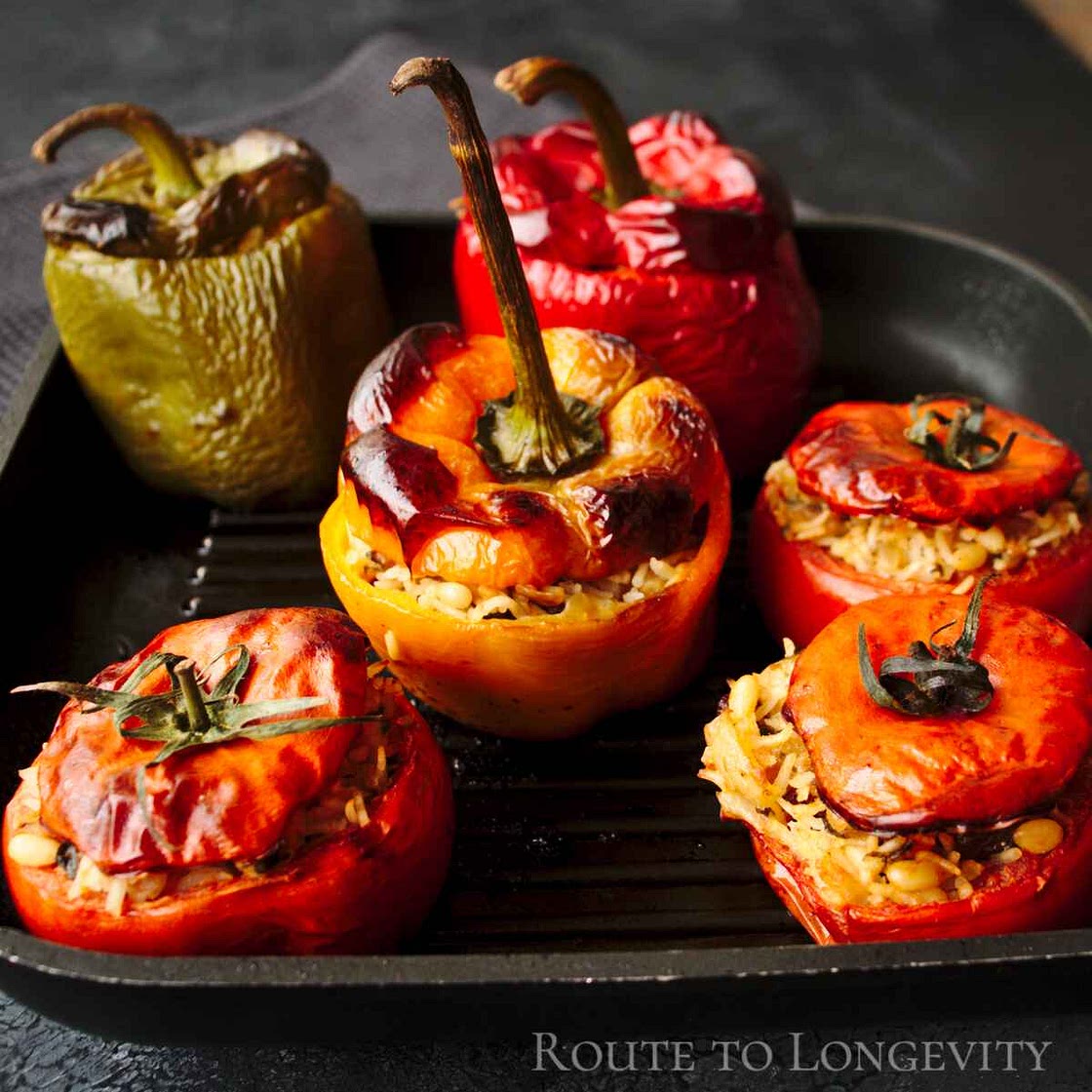 Yemista (Greek Stuffed Tomatoes and Peppers)