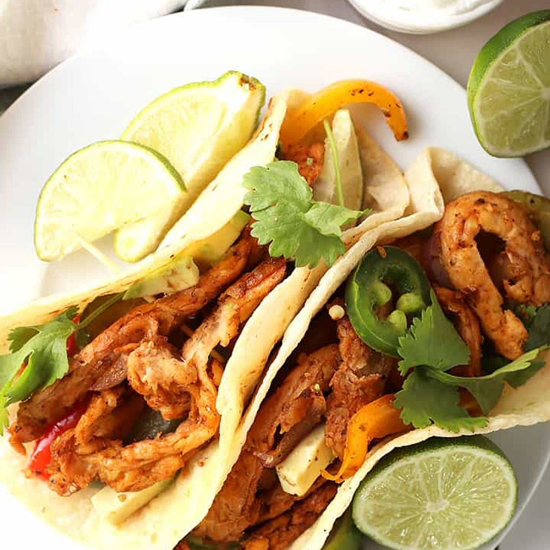 Sheet Pan Vegan Fajitas with Soy Curls