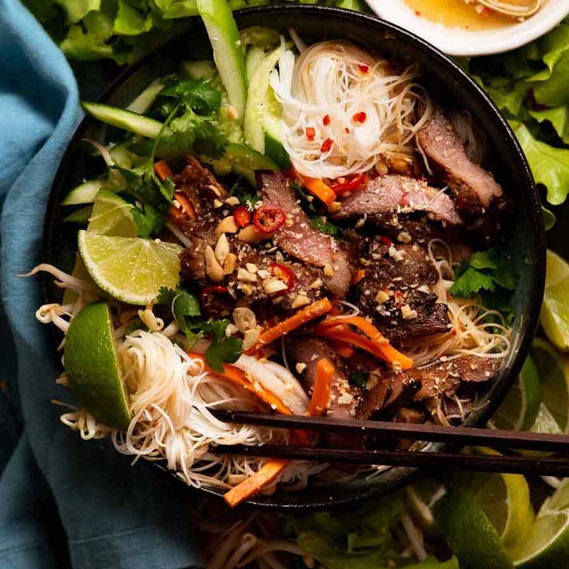 Vietnamese pork noodle bowls (bun thit nuong)