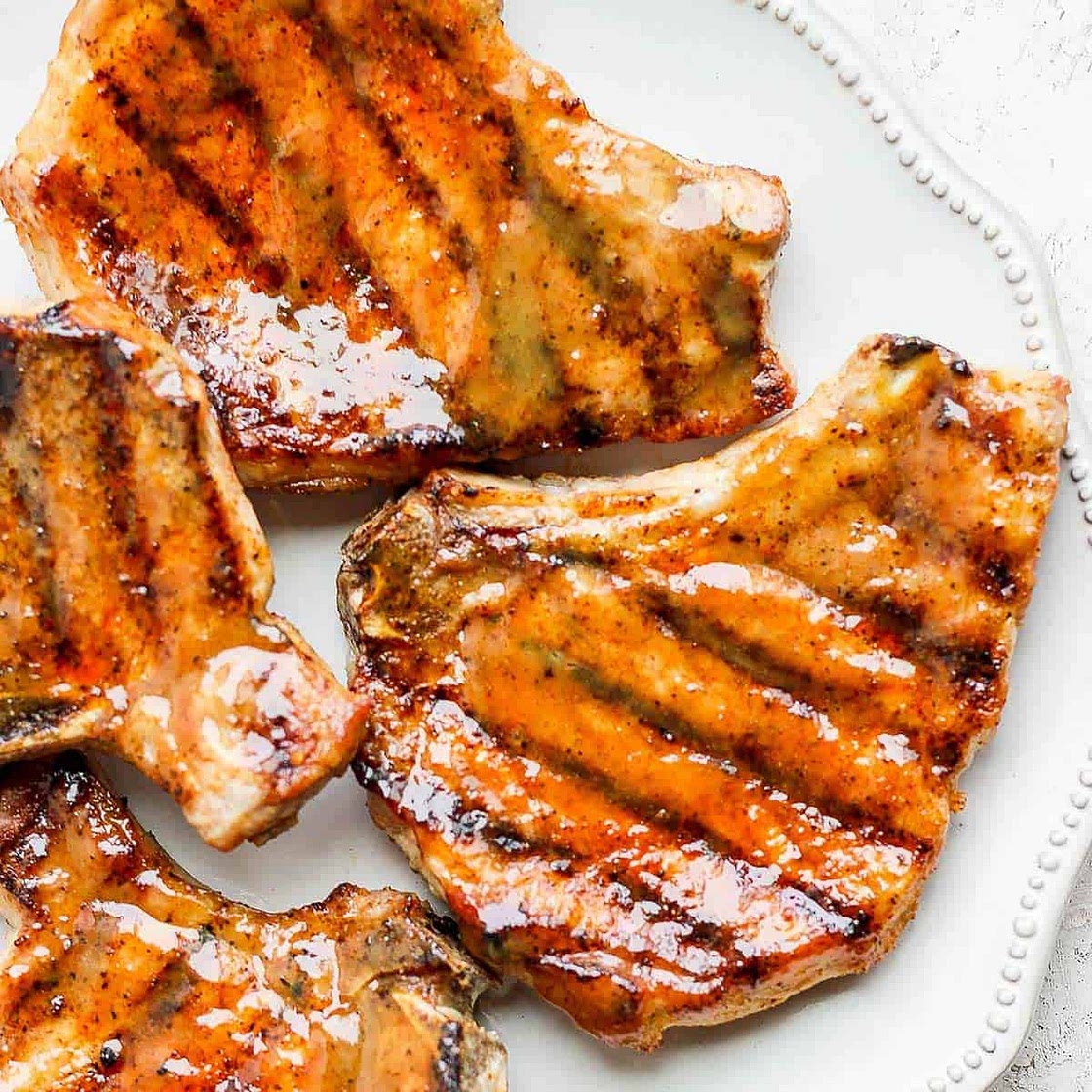 Grilled Pork Chops with Honey Mustard Glaze