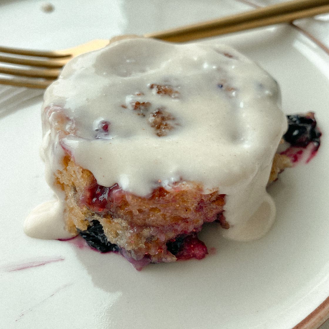 Single Serve Blueberry Cinnamon Roll (gluten free, vegan)