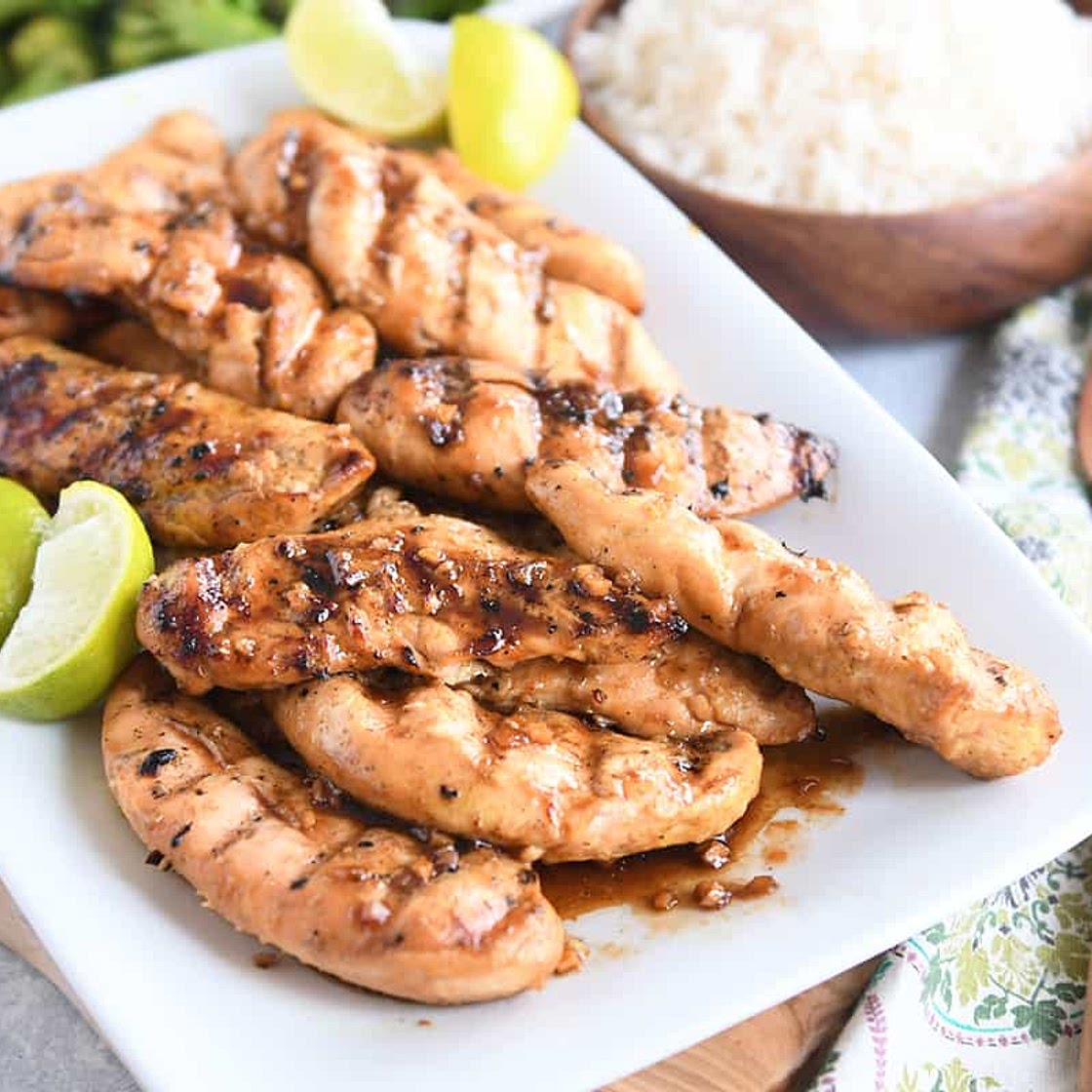Spiced Ginger Lime Chicken Tenders with Coconut Rice