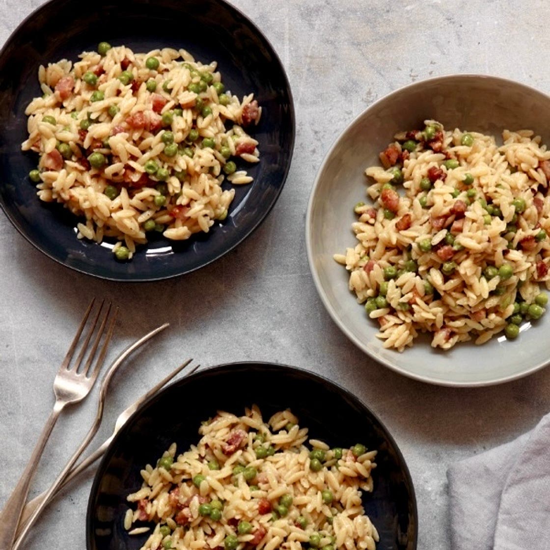 Pasta Risotto With Peas and Pancetta
