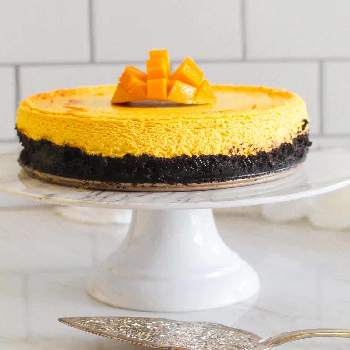 Mango Cheesecake with Oreo Crust