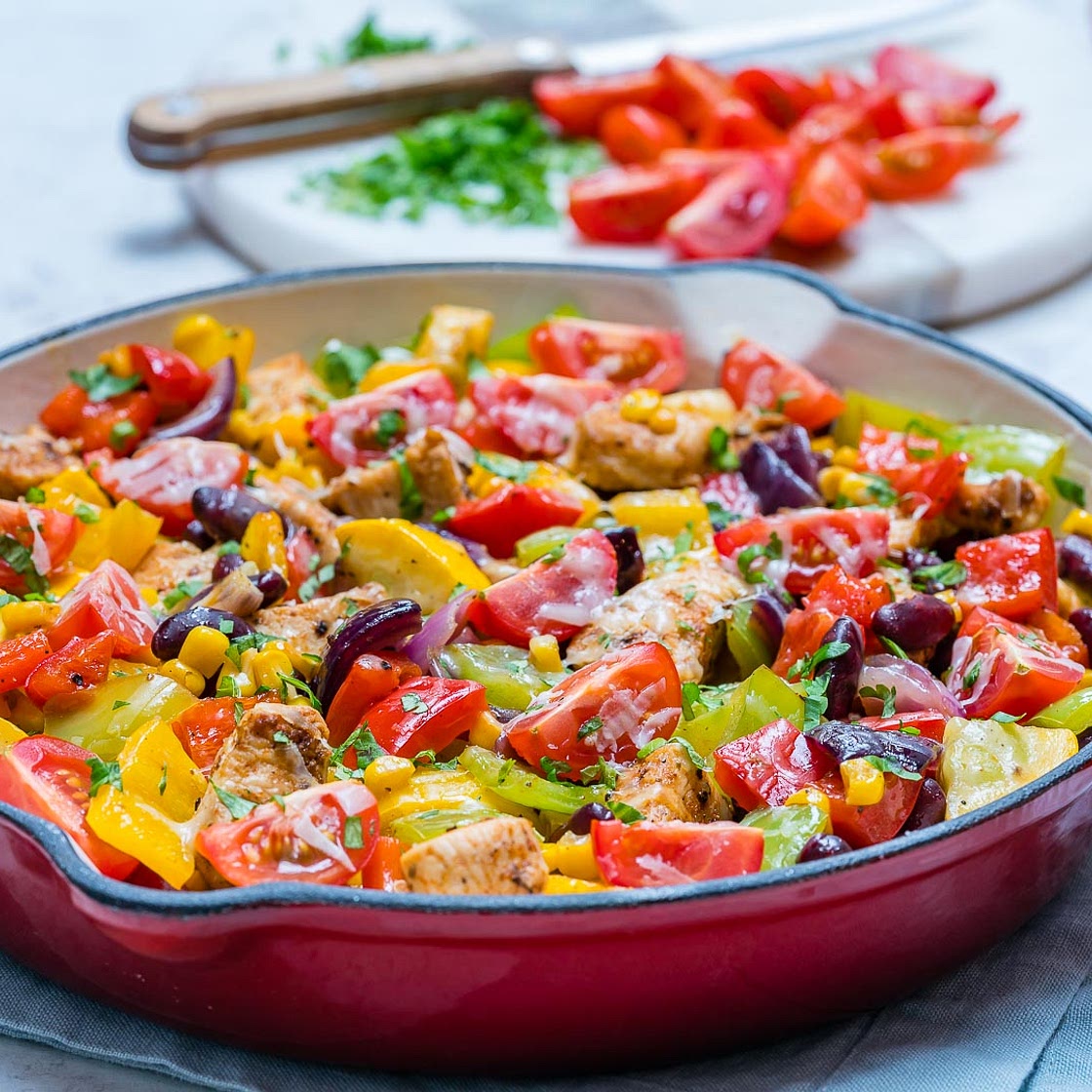 Tex Mex Zucchini & Chicken Skillet