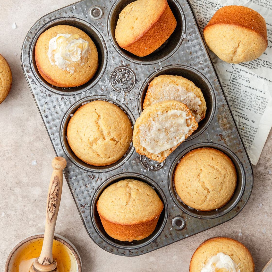 Brown Butter Honey Cornbread Muffins