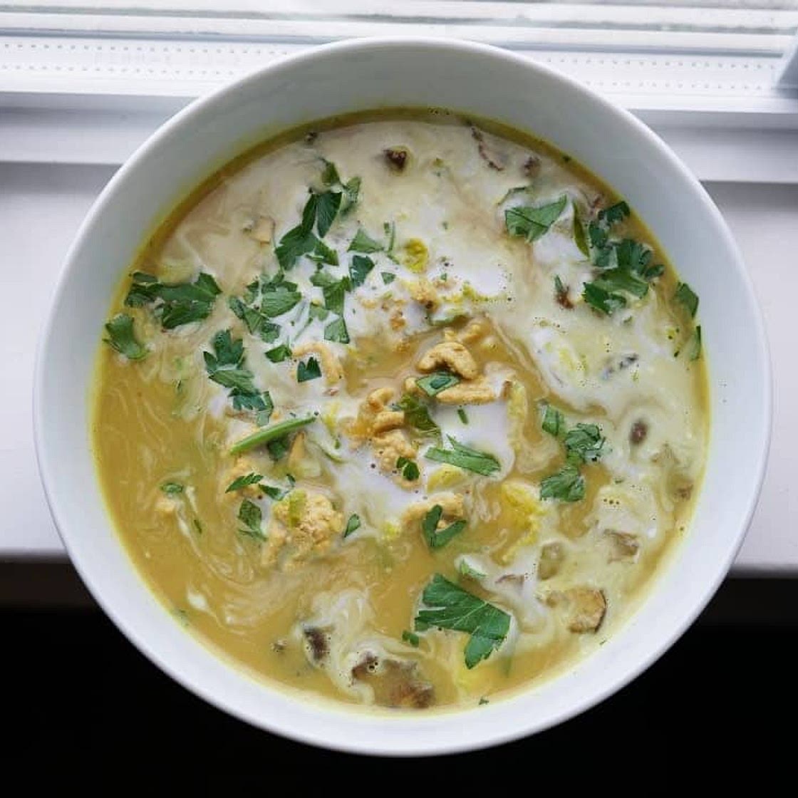 Ground Turkey Soup with Mushrooms and Brussels Sprouts