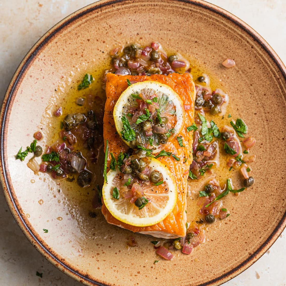 Salmon Meunière in Brown Butter Sauce