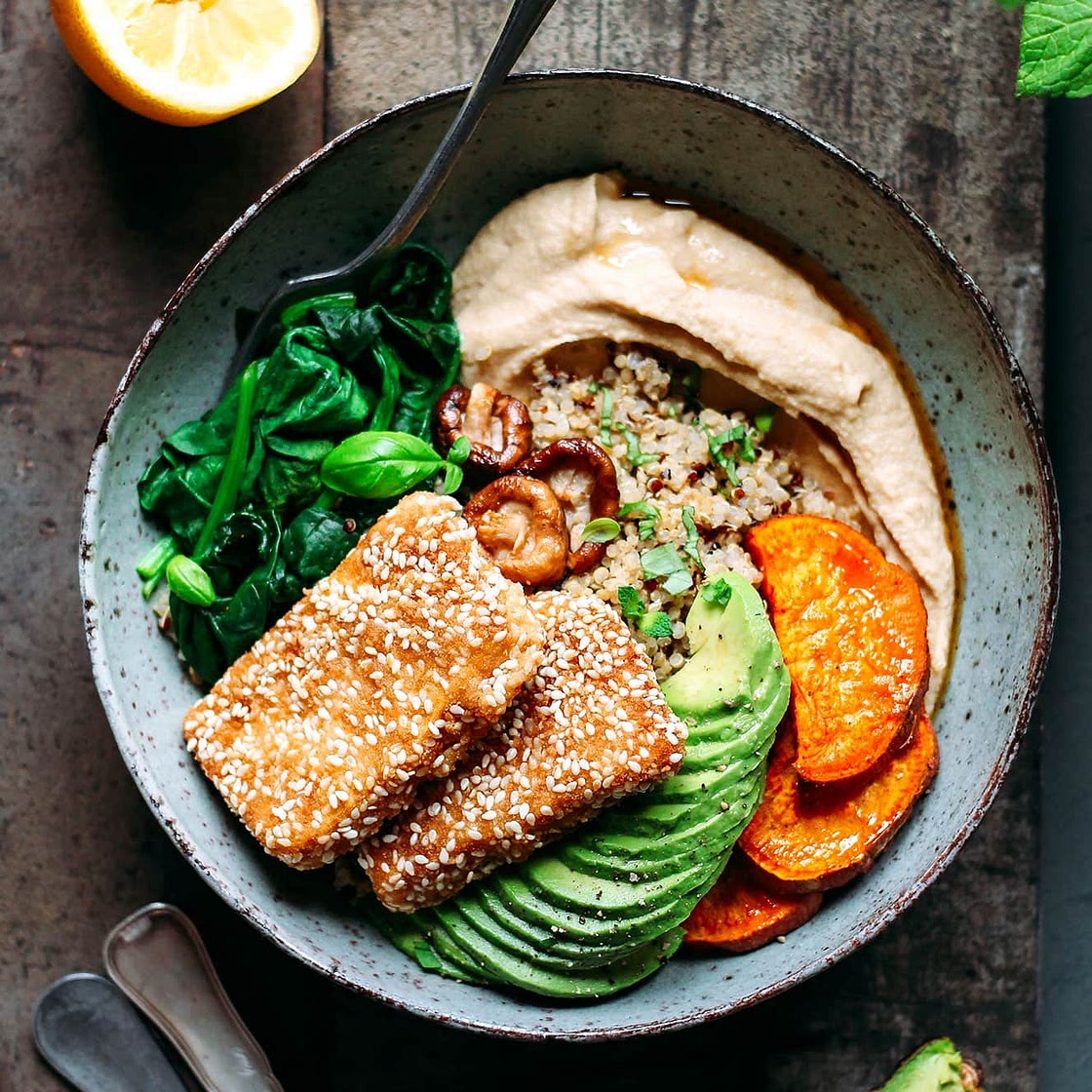 Sesame Crusted Hoisin Tofu Buddha Bowls