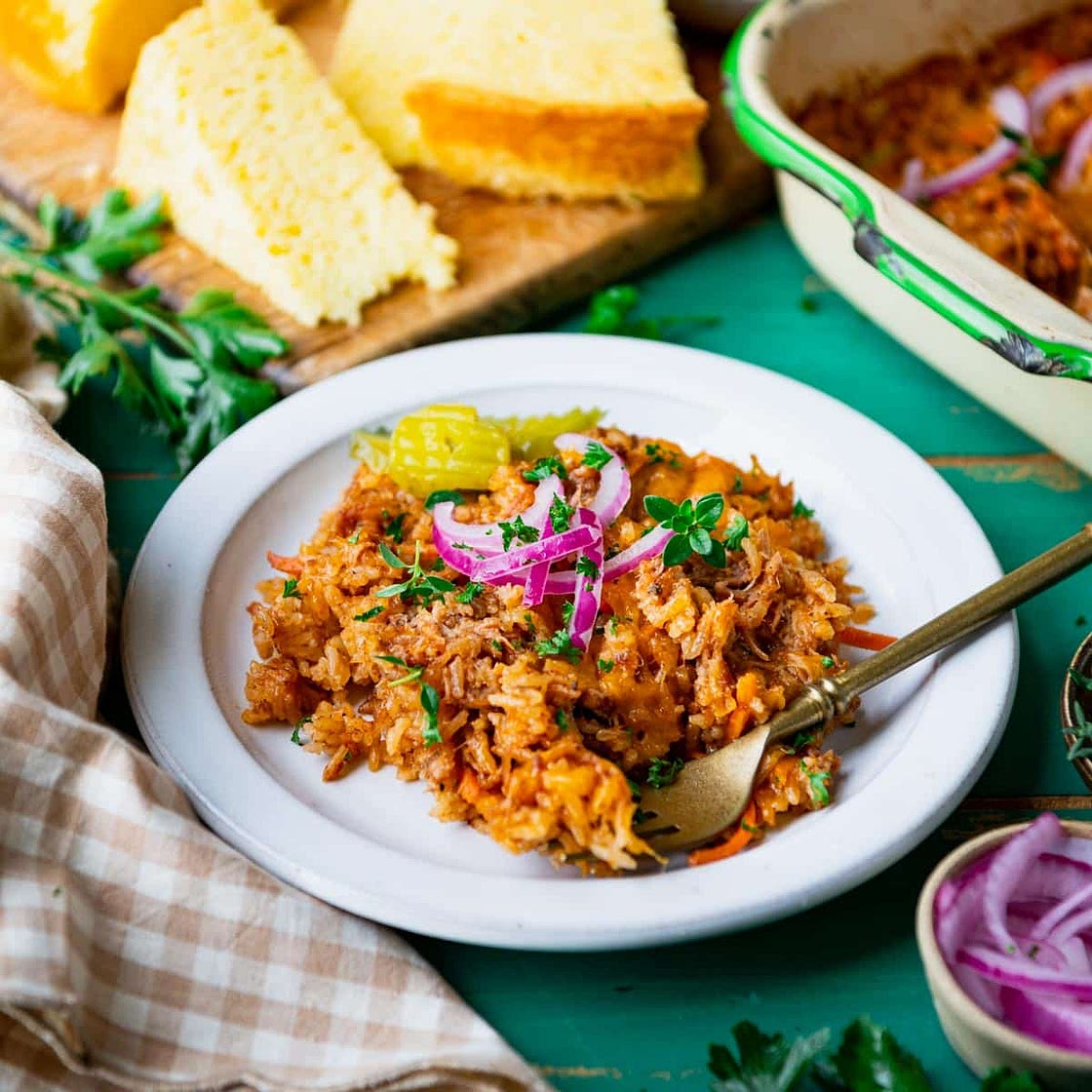Dump-and-Bake BBQ Pulled Pork Casserole