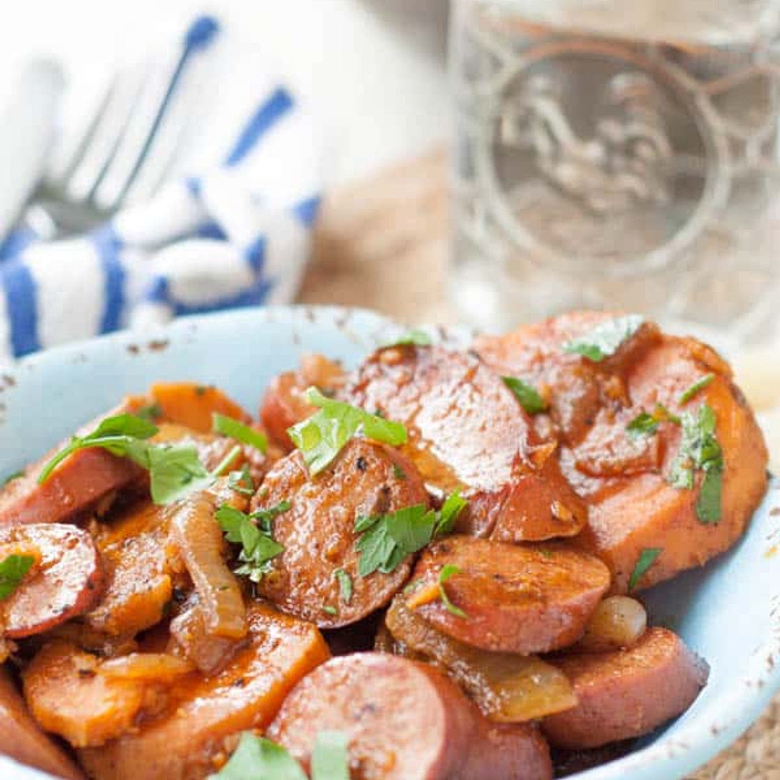 Sweet Potato, Caramelized Onion, Sausage Goulash