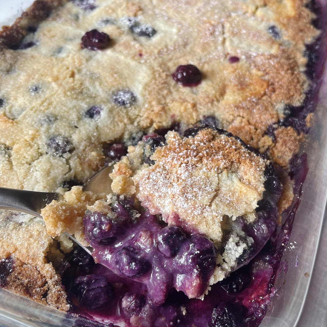 Low Sugar Lemon Blueberry Dump Cake