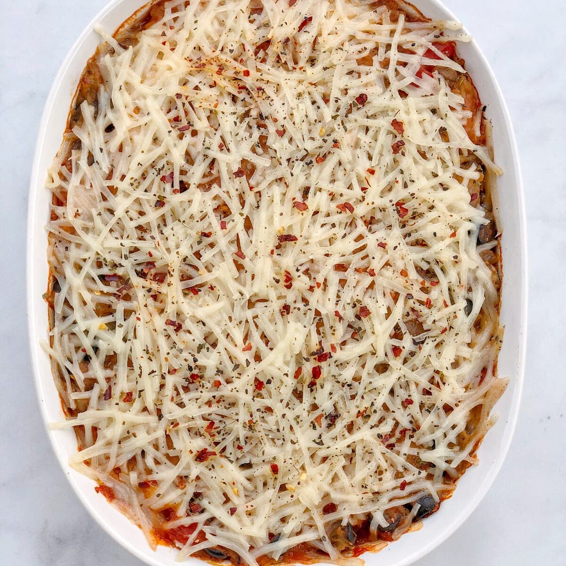 Vegan Spaghetti Squash Pizza Casserole