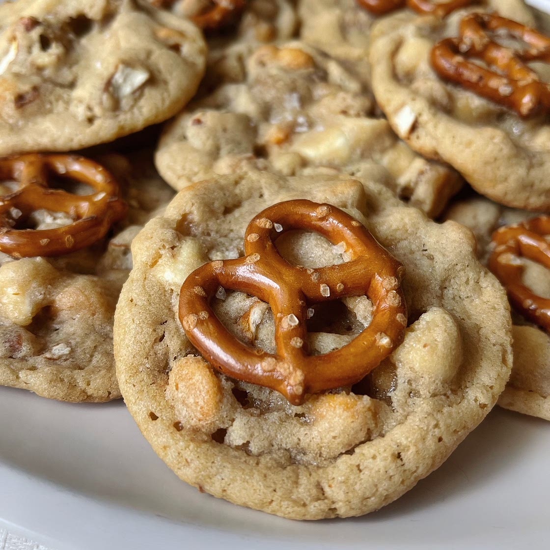 The Best Sweet & Salty Butterscotch Pretzel White Chocolate Chip Cookies
