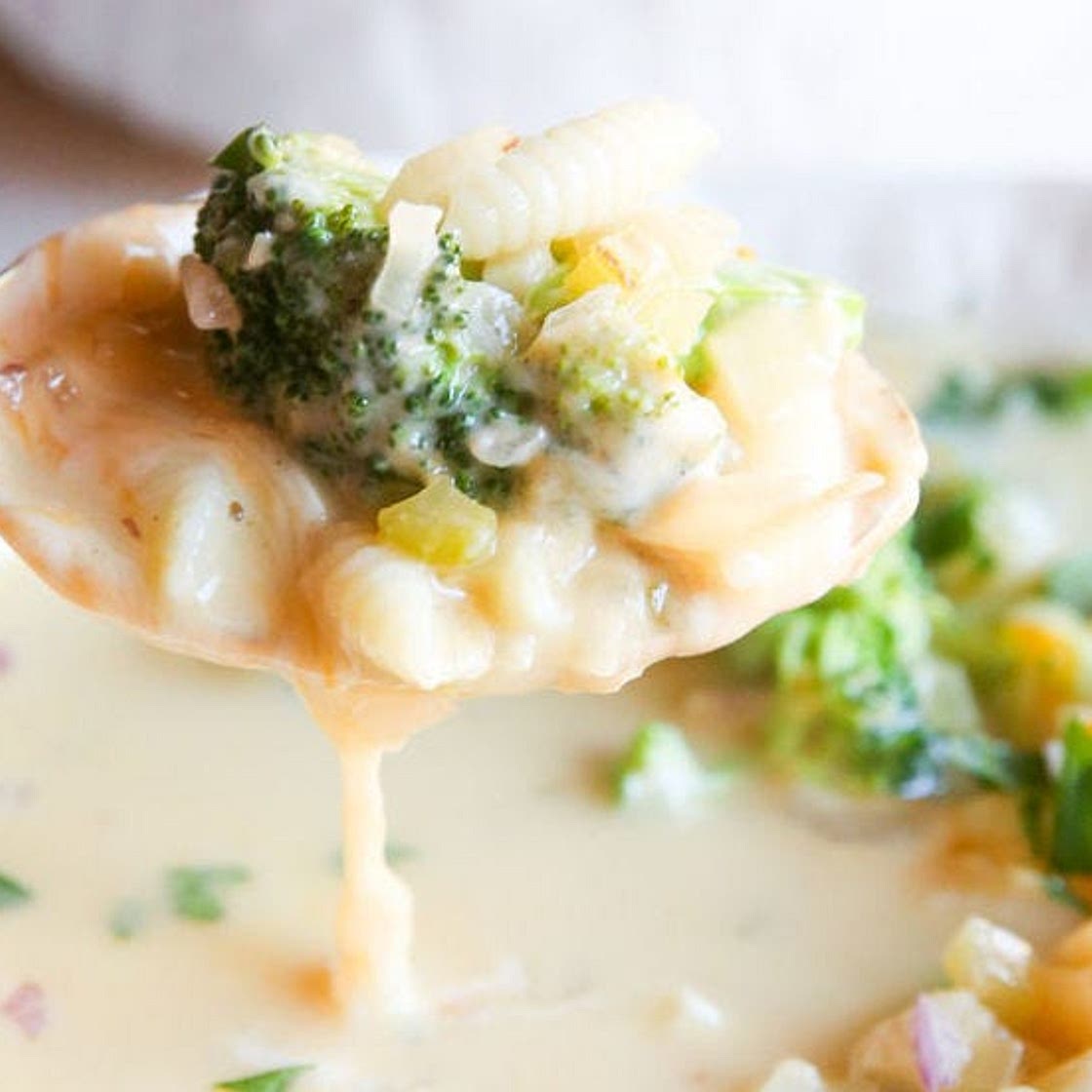 Broccoli-Cheddar Macaroni Soup