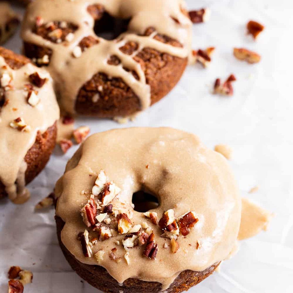 Pumpkin Spice Donuts with Maple Icing {Paleo, Gluten Free}