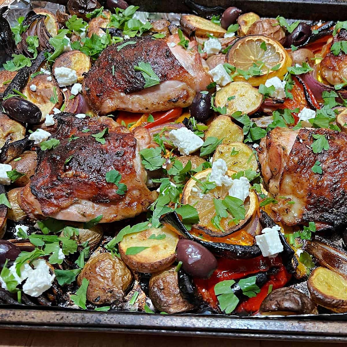 Mediterranean Sheet Pan Chicken Dinner