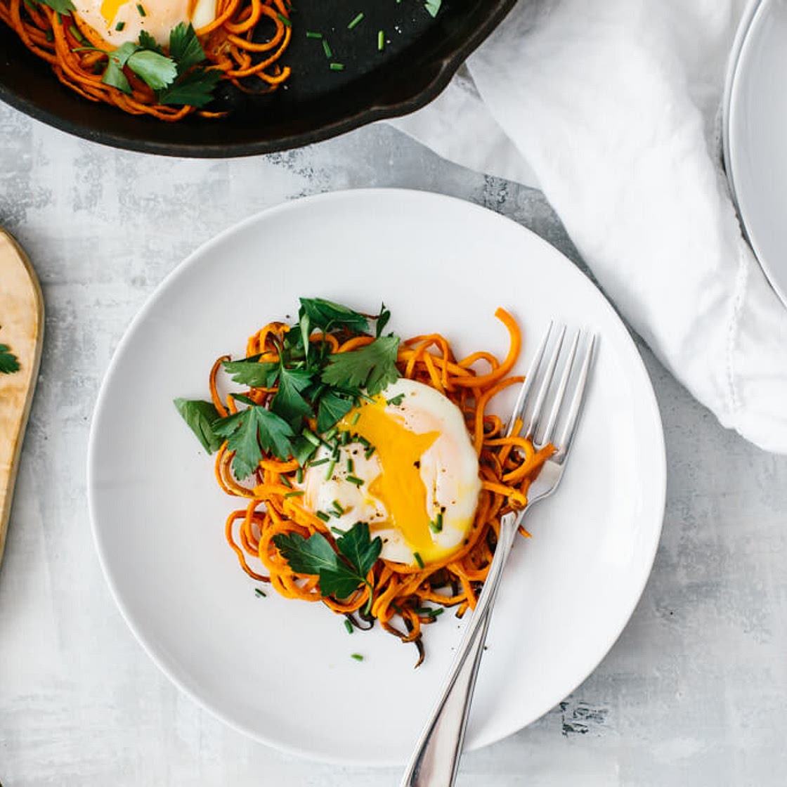 Spiralized Sweet Potato Egg Nests
