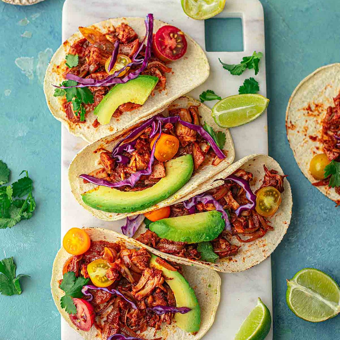 BBQ Jackfruit Tacos with homemade tortillas