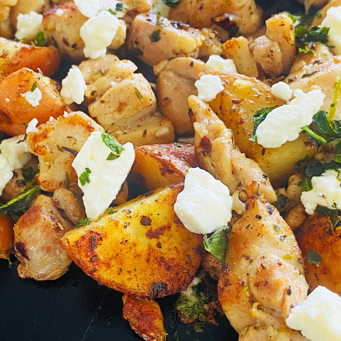 Blackstone Lemon Feta Chicken and Potatoes