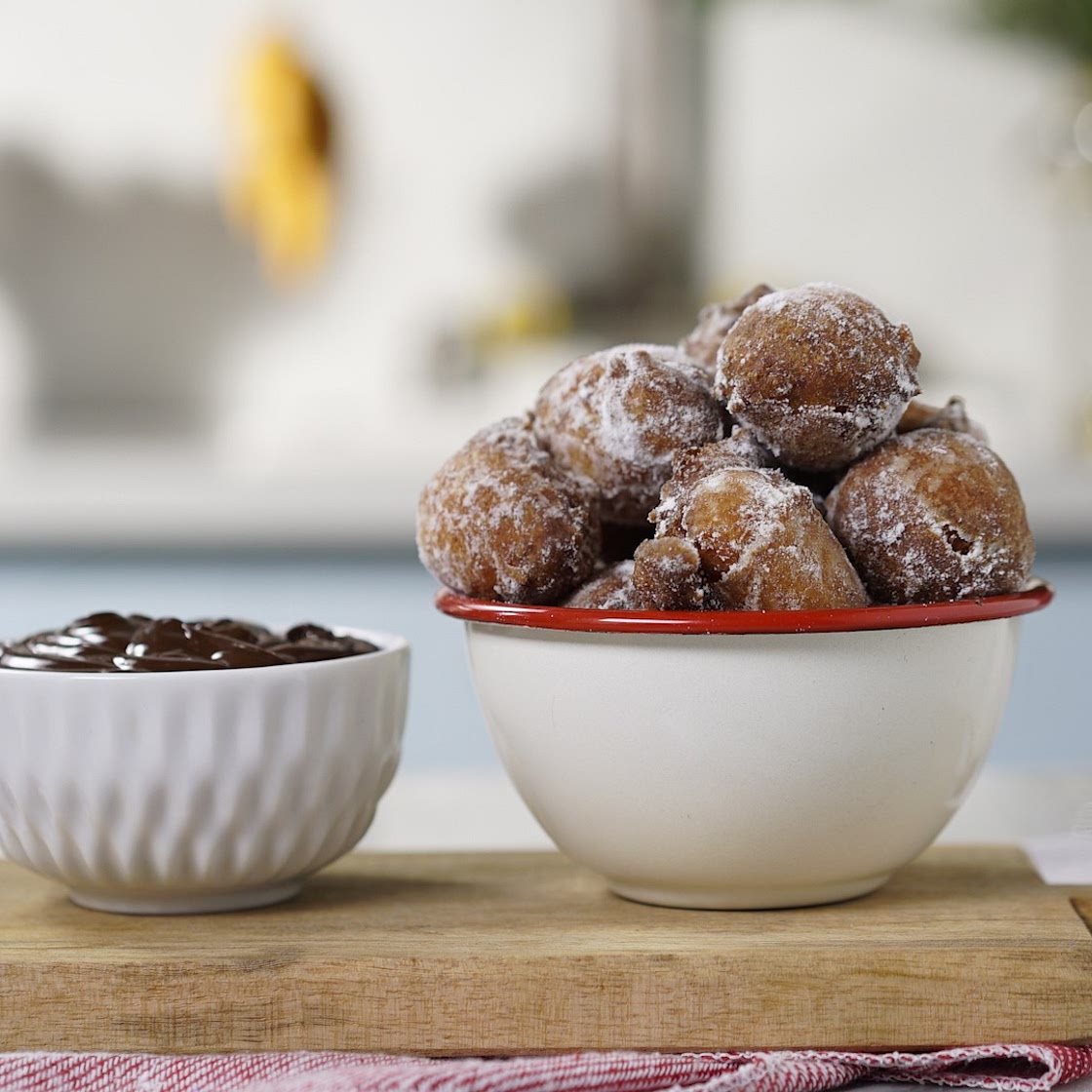 Carrot Cake Beignets with Chocolate Sauce