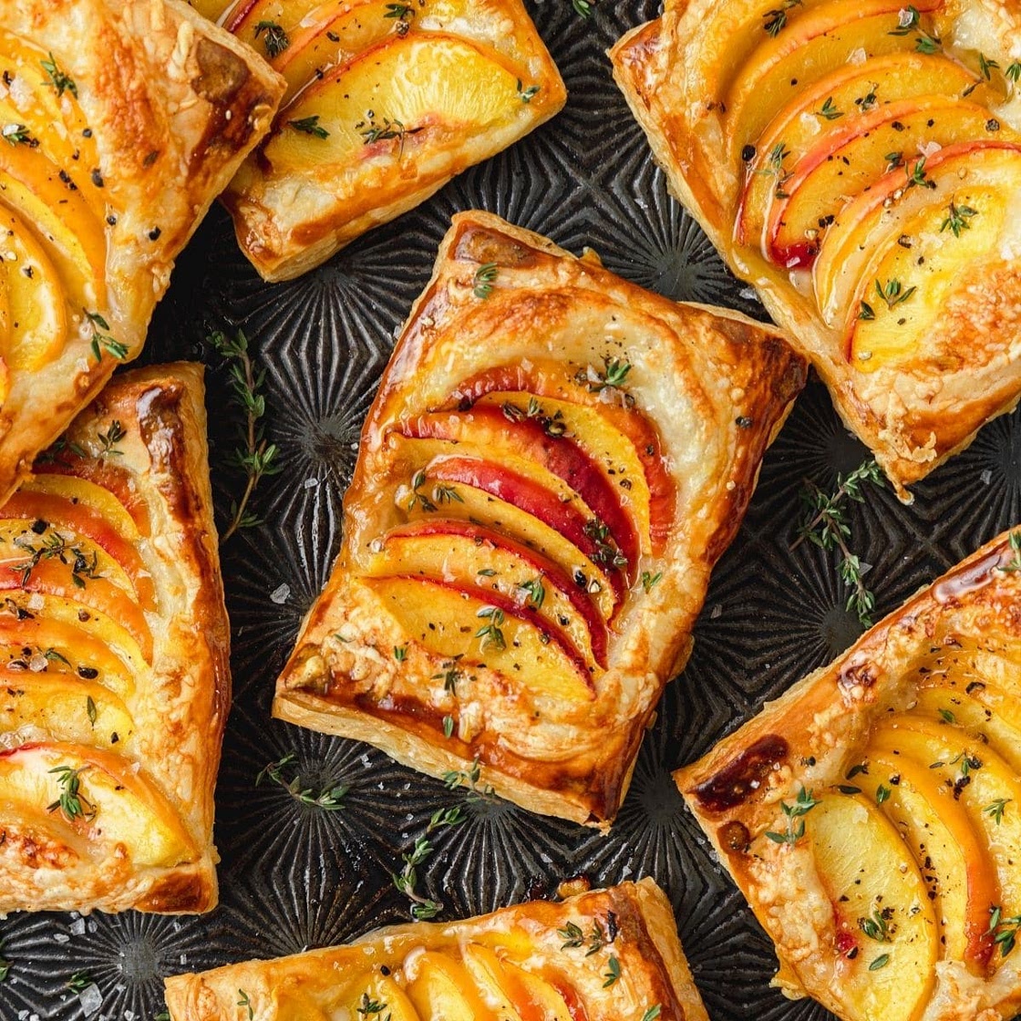 Peach and Thyme Tarts with Gruyere