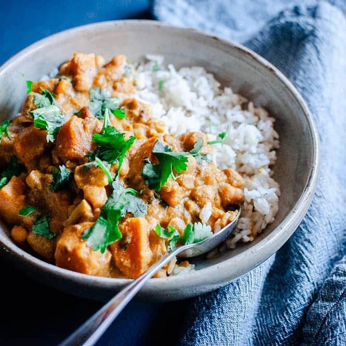 Sweet Potato Curry with Chickpeas + Pumpkin (Instant Pot + Stovetop)